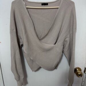 Dynamite Women’s Cream V-neck Wrap Knit Sweater